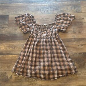 By Together Brown Plaid Midi Dress